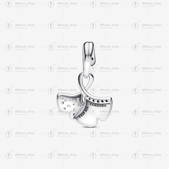Pandora Double Gingko Leaves Sparkling Dangle Charm - Picture 2 of 5